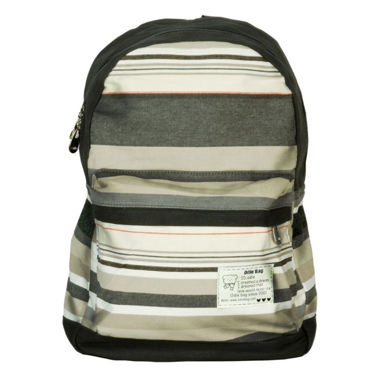 Colorful Fabric Art Backpack, Front Zipper Pocket, Outdoor Daypack, Whimsical, Gray, 16" x 14.5" x 5"